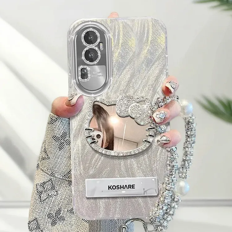 自带镜头膜OPPOReno10手机壳镶钻kt猫镜子PHW110全包reno10pro羽