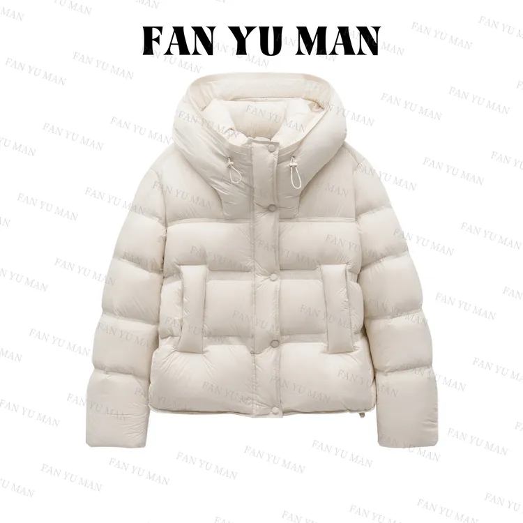 【90白鸭绒】2025云朵泡芙短款加厚连帽保暖磁吸扣羽绒服PT-8809