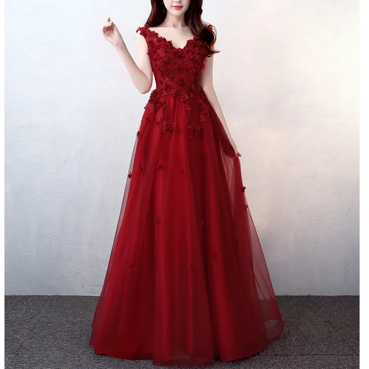 新娘酒红色敬酒服2025新款宴会年会主持人晚礼服裙女修身显瘦长款