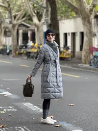 中长款气质西装领羊毛混纺腰带显瘦羽绒服25AW0242