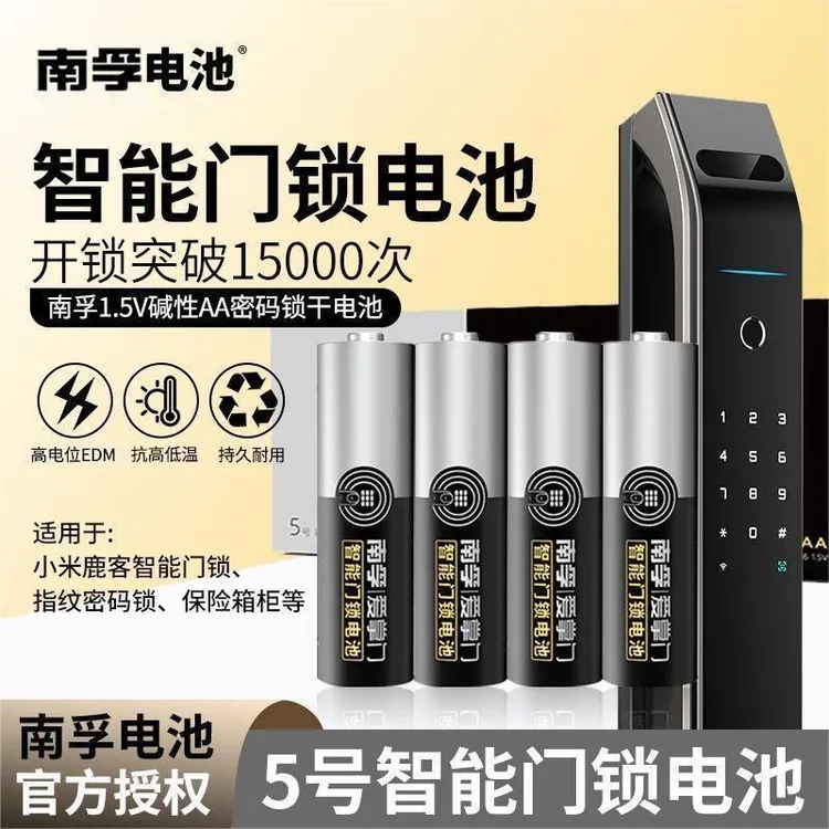 南孚（爱掌门）5号通用碱性电池可用于智能指纹锁空调电视机遥控等