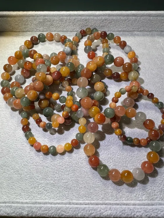 非金属珐琅手链 果冻满发彩兔毛手串