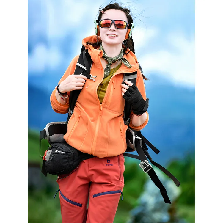 北京森林户外秋冬原创340G双面奥粒绒亲肤保暖内胆抓绒衣外套女式