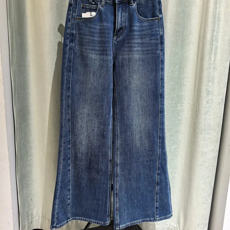 【木辛专属】小个子微喇牛仔裤冬季加绒显高复古蓝高腰休闲裤弹力裤