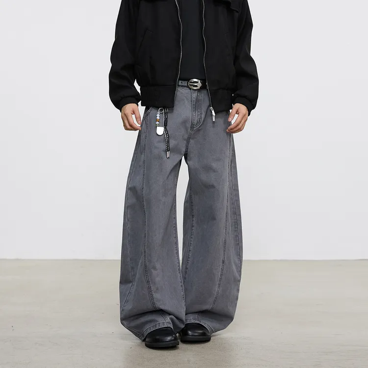 chements阿苏特染美式复古弯刀休闲裤男宽松水洗做旧工装长裤潮女