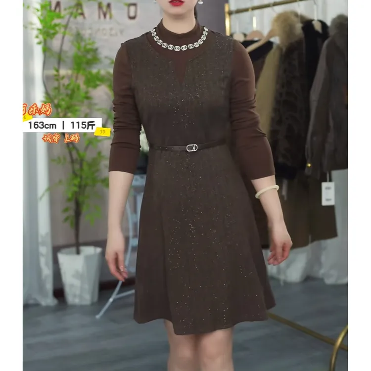 【Y3685】商场同款2025秋季新款韩版时尚显瘦系带连衣裙