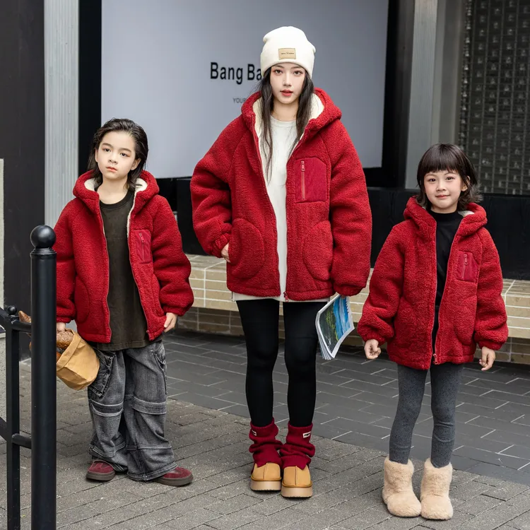 【小火炉】冬季三层夹棉一体绒加绒加厚儿童中大童连帽家居服棉衣