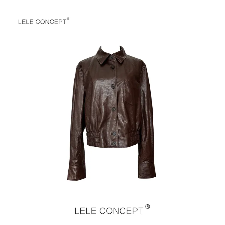 LELE CONCEPT丨「丽」街头酷飒风机车短款皮衣P0068