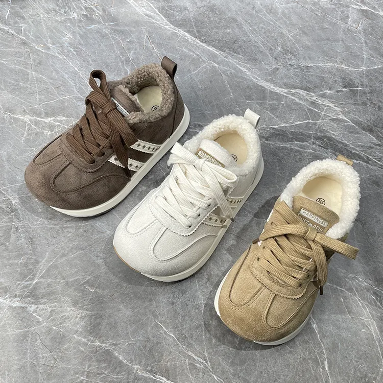 加绒大头面包鞋女款2025冬季爆款保暖百搭小众板鞋丑萌休闲阿甘鞋