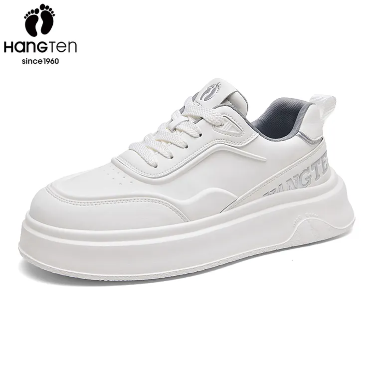 美国欢腾男鞋 秋季新款浮雕印花休闲板鞋 百搭轻盈厚底增高小白鞋