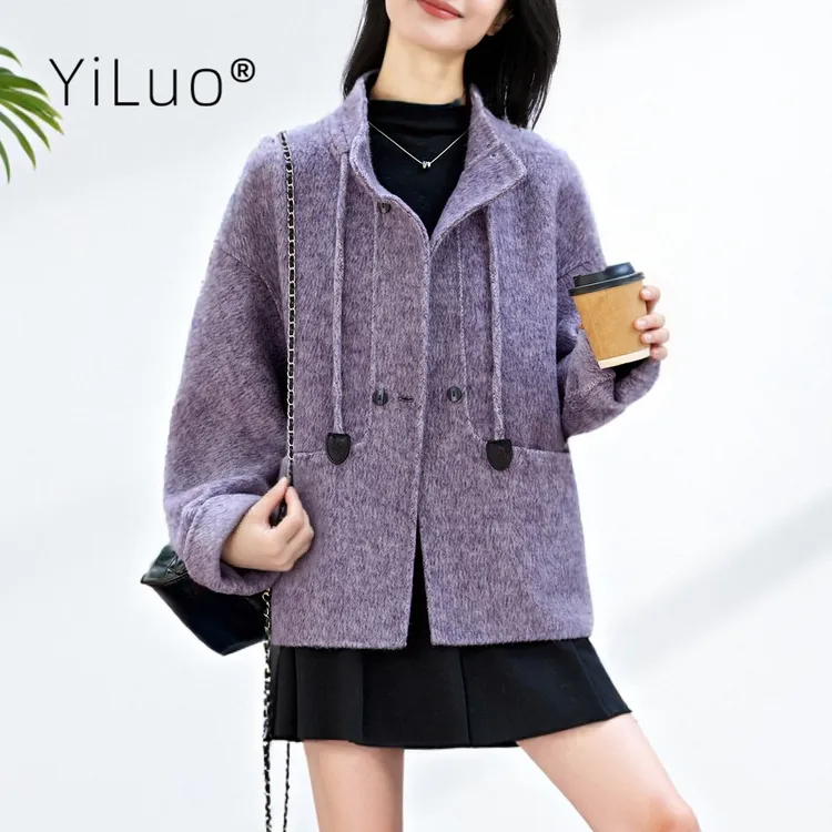 双面羊毛大衣女短款2025秋冬新款高级感羊毛立领减龄休闲显瘦外套