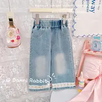「Dannirabbit」【简约风】秋款小清新花边女童牛仔裤【K-3067】