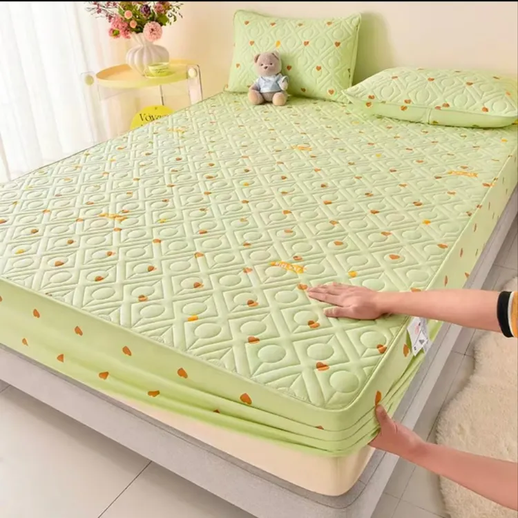 A类云棉棉印花床笠三层夹棉加厚防滑席梦思床垫保护套