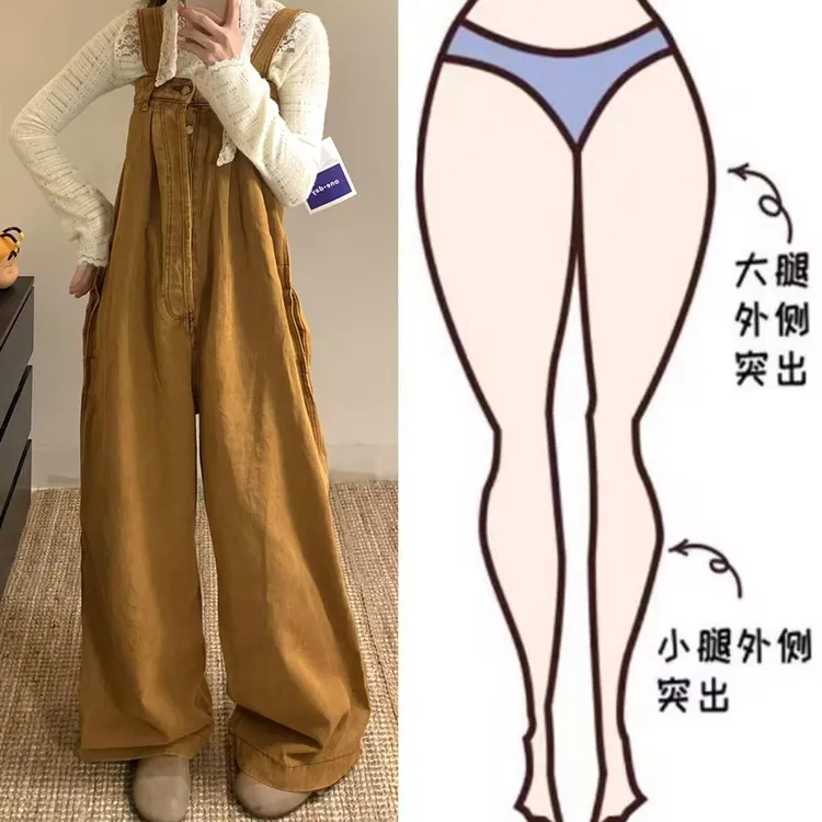 美式复古牛仔背带裤女春季2025新款设计感洋气宽松休闲直筒拖地裤