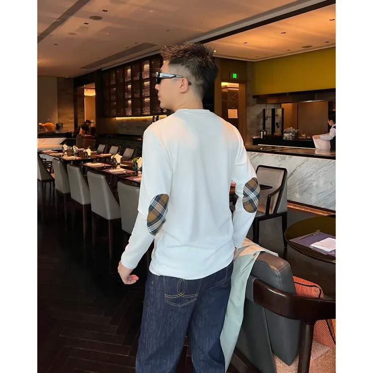 【老花打底】痞帅男装莫代尔上衣马刺绣贴身情侣长袖T恤李查德