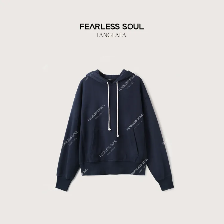 唐发发TFF重磅全棉抓毛螺纹抽绳连帽设计套头卫衣女士 825FH400 *