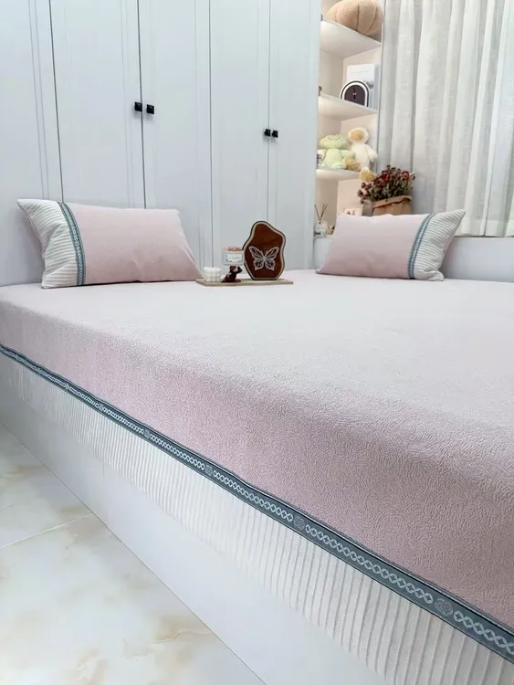 【拍一发三】冬季加厚(奶茶纯色)  雪尼尔四季防滑榻榻米床盖炕盖