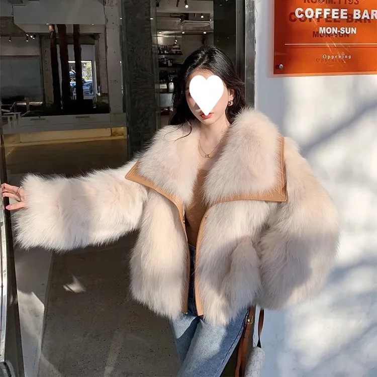 轻奢韩系皮外套女冬季新款加绒加厚毛毛大衣毛茸茸洋气环保洋气