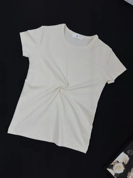 棉T正肩T修身休闲圆领【外贸剪标】大克重白色女款打底
