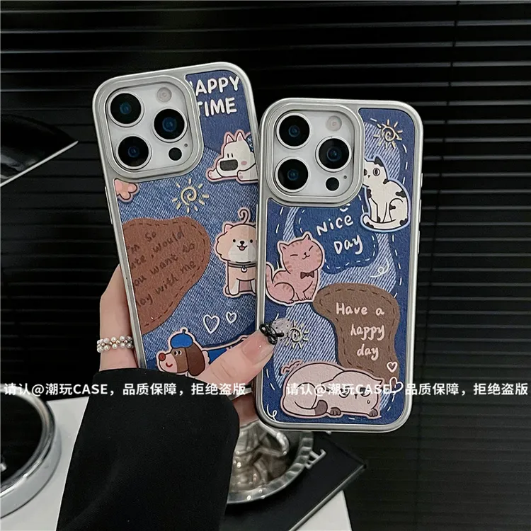 电镀大孔相框皮纹适用苹果iPhone17/华为荣耀/小米手机壳pura70潮