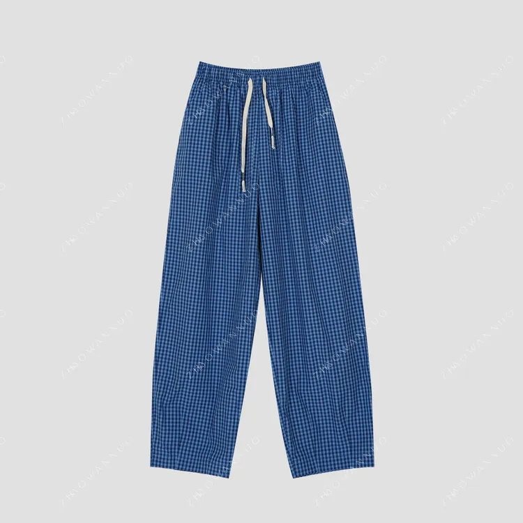 25春夏 蓝色细格纹条纹百搭休闲裤NC0606