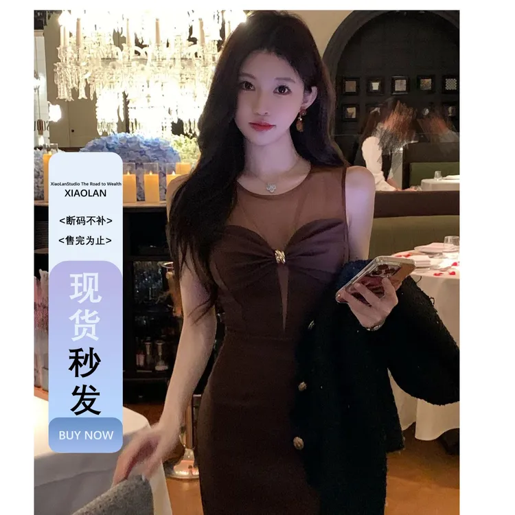 小岚同学「夏漫轻奢」「原创」法式收腰性感气质轻奢小众设计连衣裙