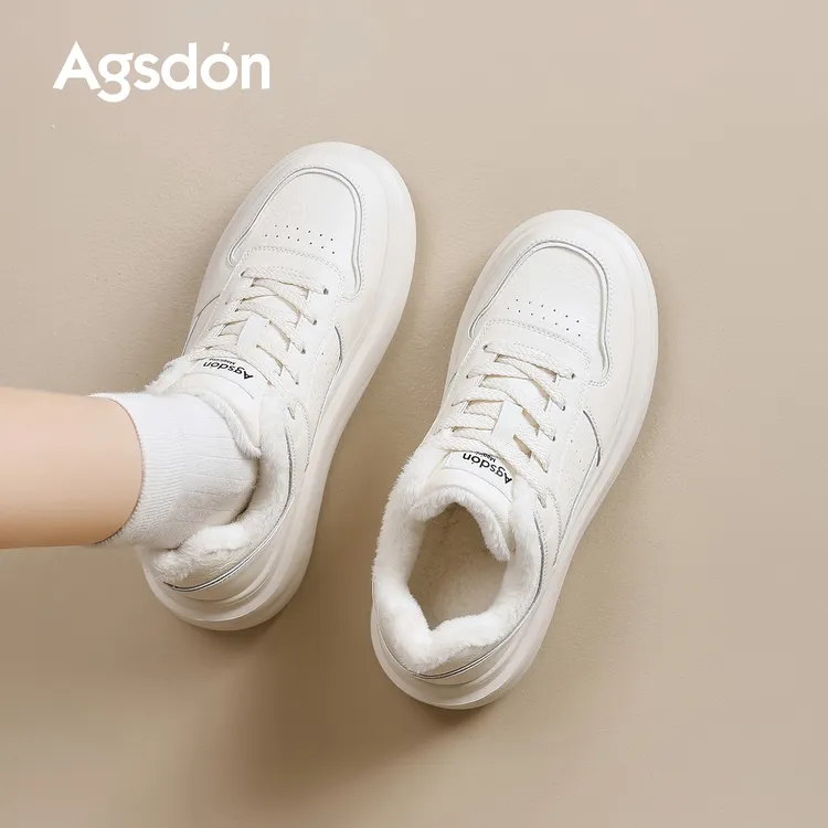 Y奥古狮登厚底小白鞋女2025新款冬季百搭休闲增高加绒保暖运动鞋Y