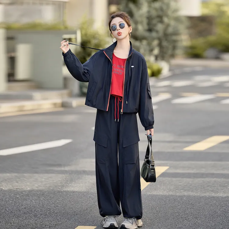 时尚遮肚显瘦时尚套装女2025春秋新款工装运动服洋气减龄三件套潮