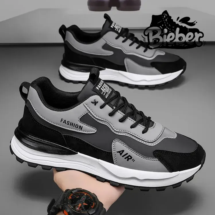 男鞋运动鞋2025新款夏季休闲鞋工作防臭皮面防水防滑耐磨透气学生