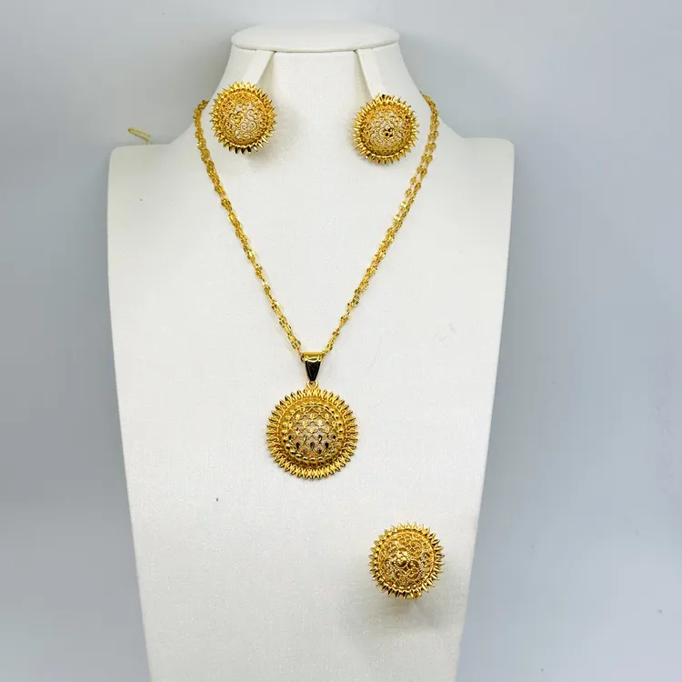 铜项链 TJ218 铜首饰 项链戒指耳环三件套