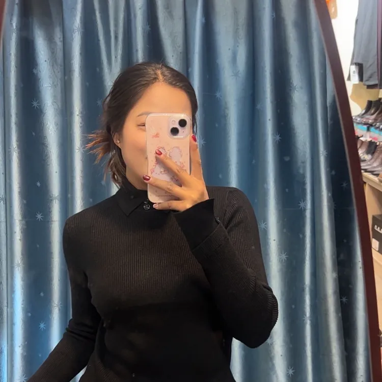 翻领长袖修身上衣秋季针织衫百搭通勤打底毛衣