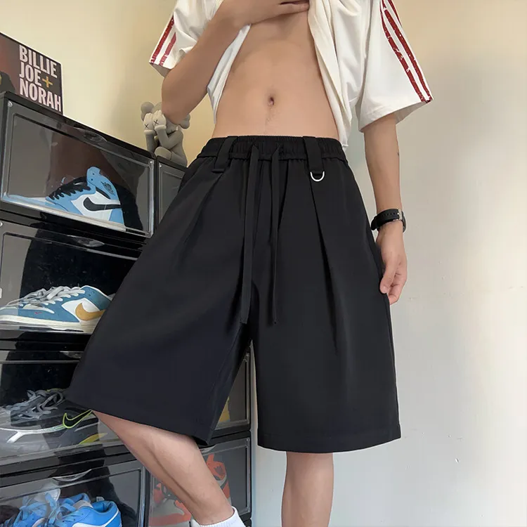 霄桂姿薄款短裤夏季潮流冰丝男士宽松西裤五分裤直筒百搭休闲中裤