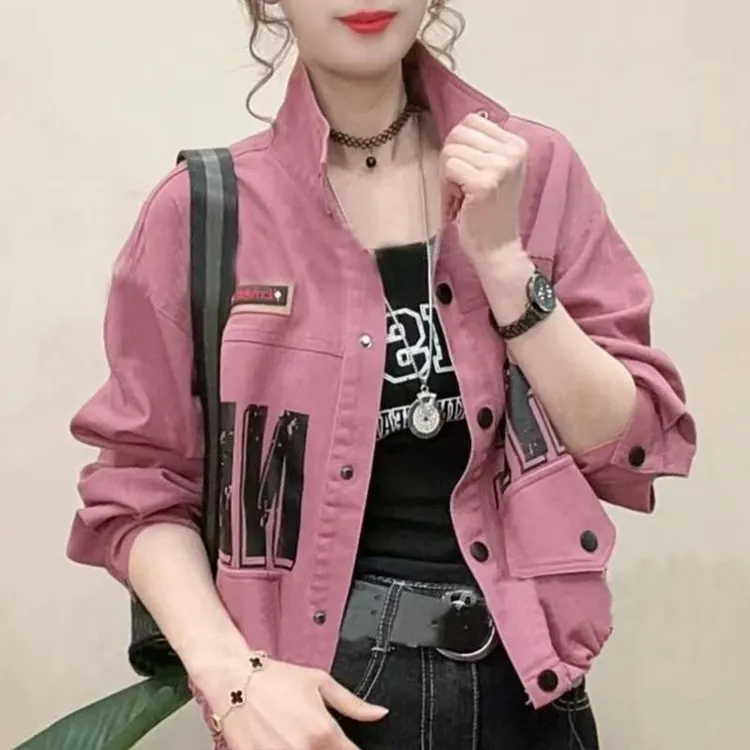 短款牛仔外套女2025春季新款时尚洋气减龄百搭设计感字母网红上衣