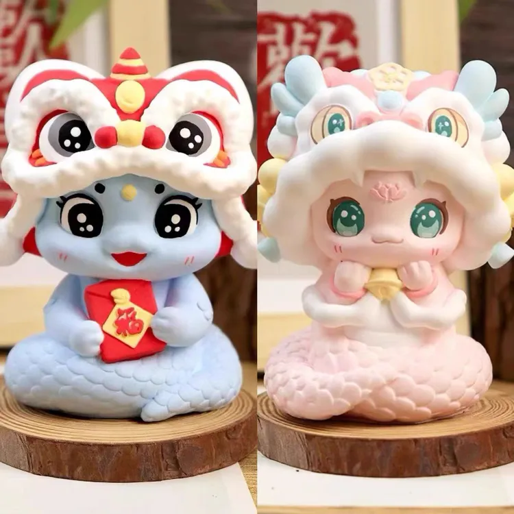 创意蛇年石膏娃娃涂色DIY手工彩绘益智玩具