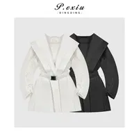 进口白鹅绒气质高级感松紧腰系带显瘦连帽羽绒服GE3111