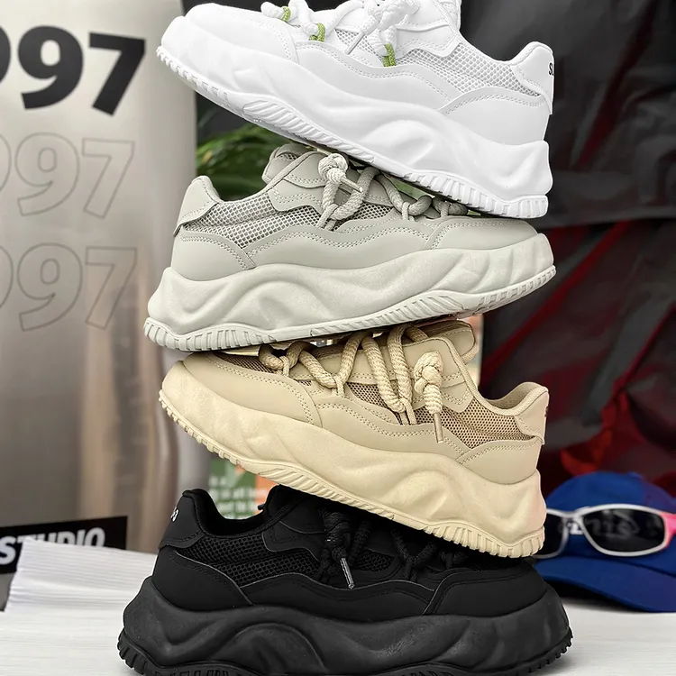 跨境2025新款小众设计面包鞋男休闲新款潮牌老爹鞋小白鞋潮牌直播