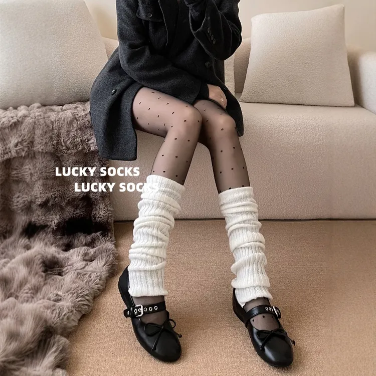 白色袜套女春季显腿长堆堆袜百搭甜美风jk中筒袜纯棉针织秋冬腿套