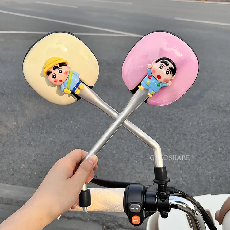 电动车后视镜适用爱玛雅迪台铃可爱卡通蜡笔小新电瓶车倒车反光镜