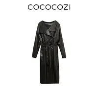 【新东方专属】COCOCOZI大翻领气质风衣高级感皮衣外套253CO004F
