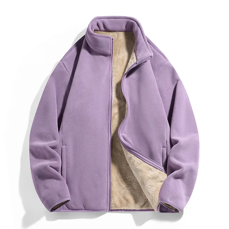 妈妈颗粒常规立领休闲风男女装春秋宽松羊羔绒双面