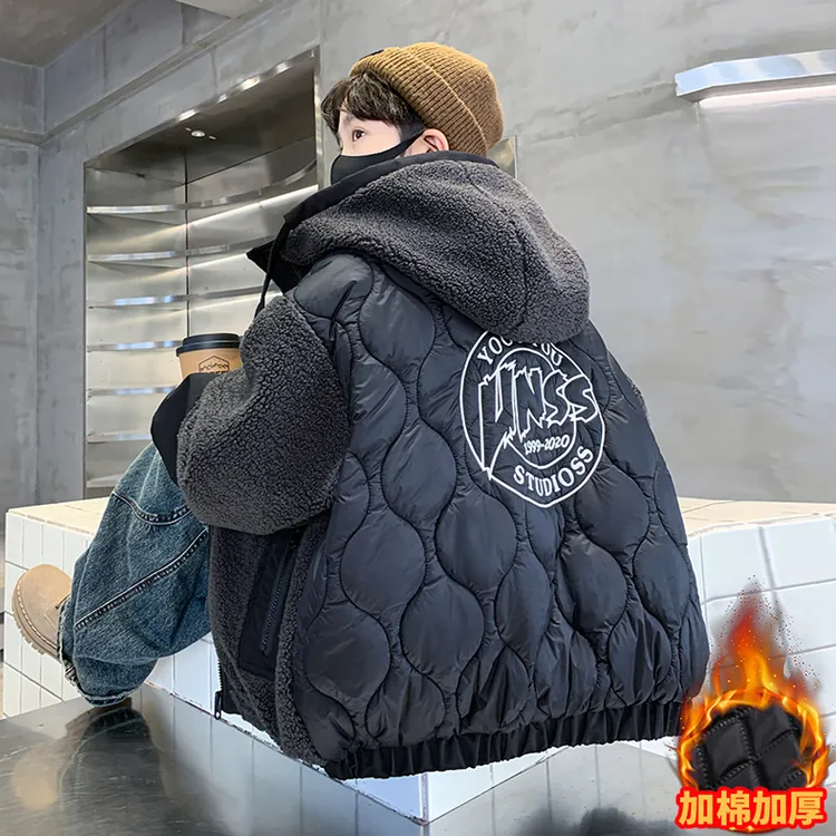 男童冬装夹棉外套2025秋冬新款男孩羊羔毛中大儿童加厚冬季保暖潮