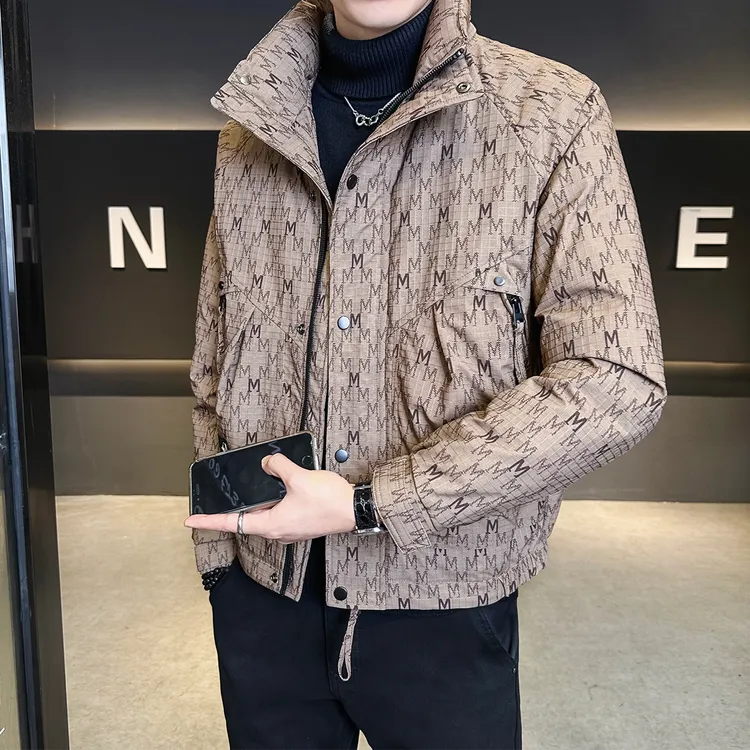 90白鸭绒男士羽绒服冬季2025新款高级感满印潮牌防寒保暖冬装外套