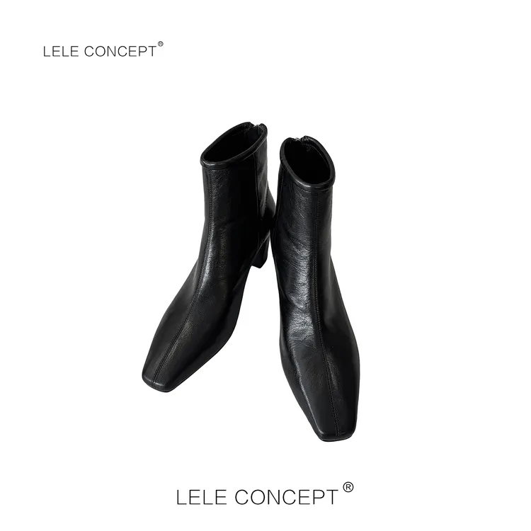 LELE CONCEPT丨都市气质女人味小方头半跟短靴UX25C0009W