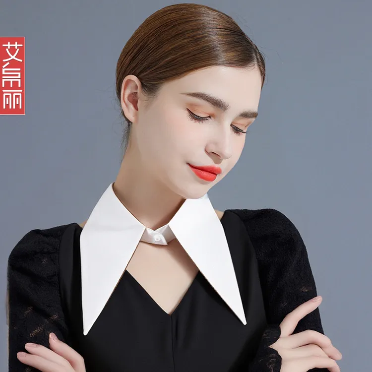 大尖领白色假领子女秋冬新款装饰领口围脖衬衫领百搭西装假衣领