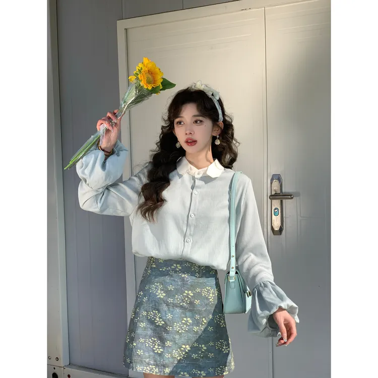 余紫绮【春染】春季新款长袖衬衫女百搭上衣ZR3882274