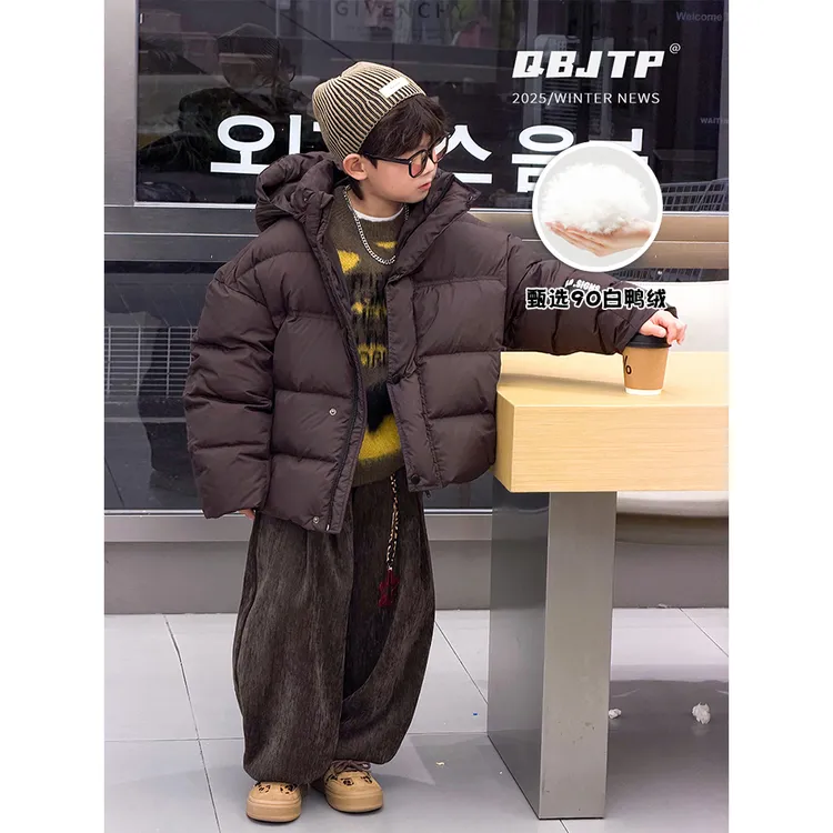 Q宝家童品11月新款 男童白鸭绒羽绒服儿童冬季保暖韩系羽绒面包服
