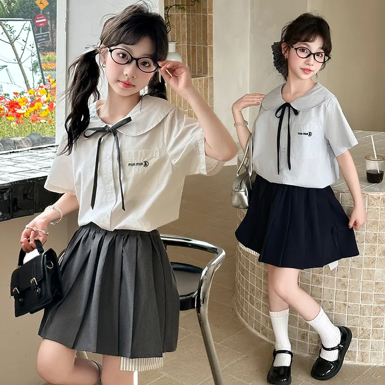 女童学院风裙子jk套装夏季2025新款儿童夏装百褶裙女大童韩系穿搭
