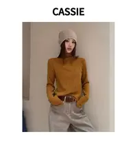 CASSIE磨毛加绒半高领打底衫女冬季内搭可外穿气质显瘦长袖t恤女