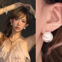 合金合成锆石耳饰 Silver Bubble·脸型流畅魔法～手工拉丝星芒耳环