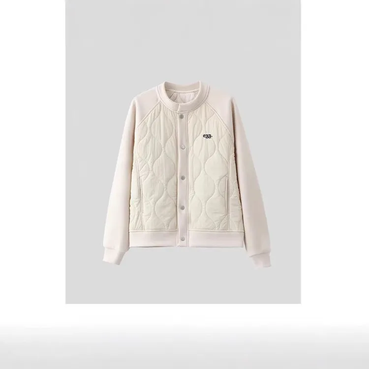 2024新款加厚冬款爆款圆领小刺绣外套秋冬保暖冬季休闲女生外套